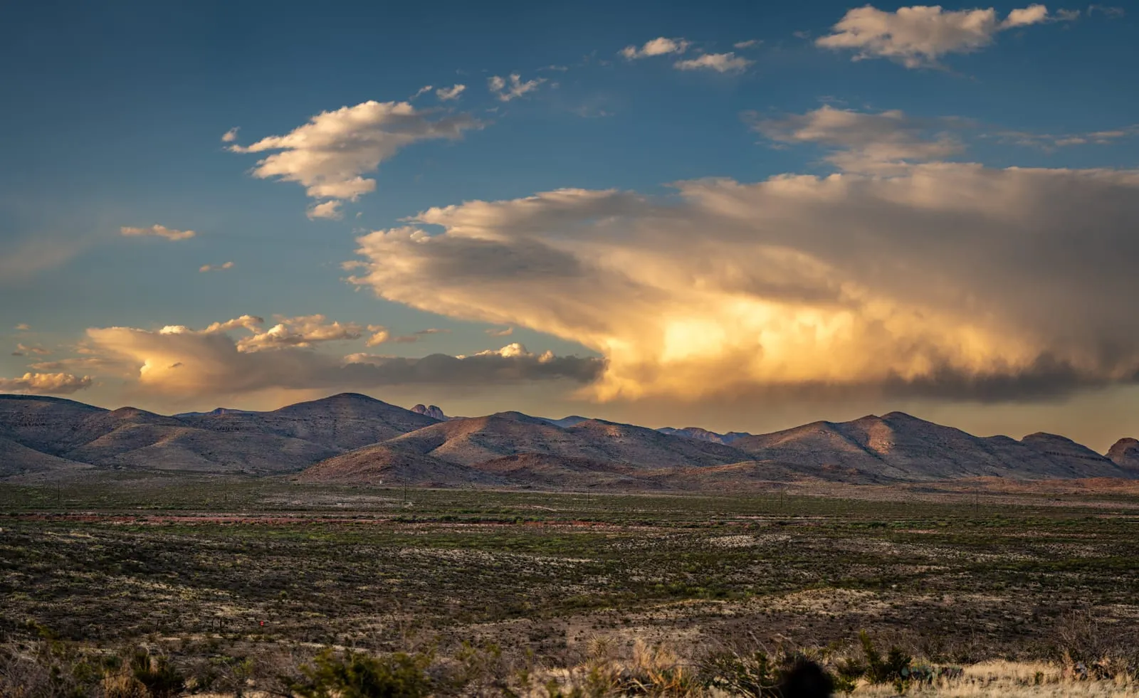 Sunset Storm Clouds Over West Texas Mountains