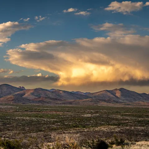 Sunset Storm Clouds Over West Texas Mountains