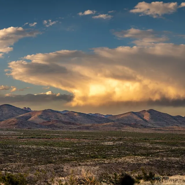 Sunset Storm Clouds Over West Texas Mountains